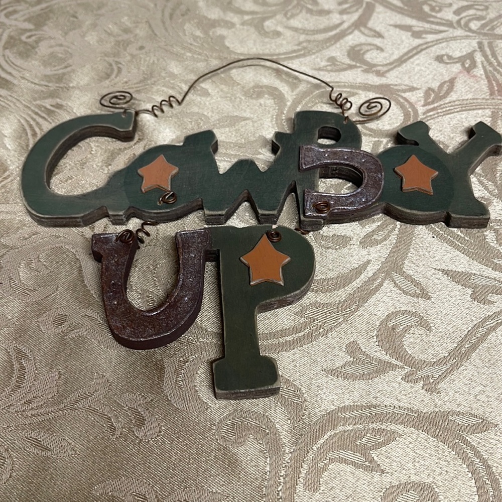 Cowboy up wall hanging decor